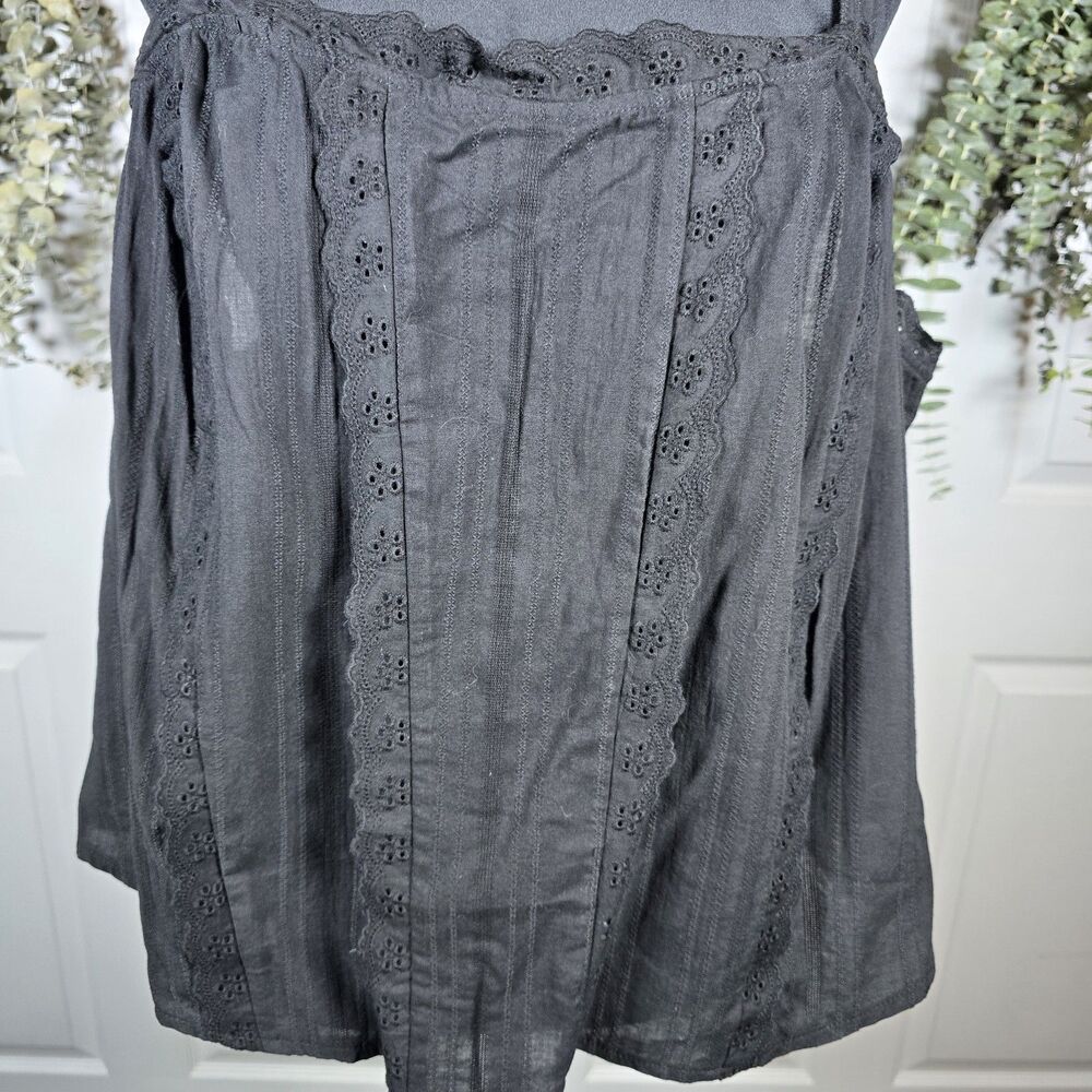 Torrid Women Plus 2XL Black Eyelet Square Neck Cotton Cami Tank Top Buster NWT - Picture 2 of 9